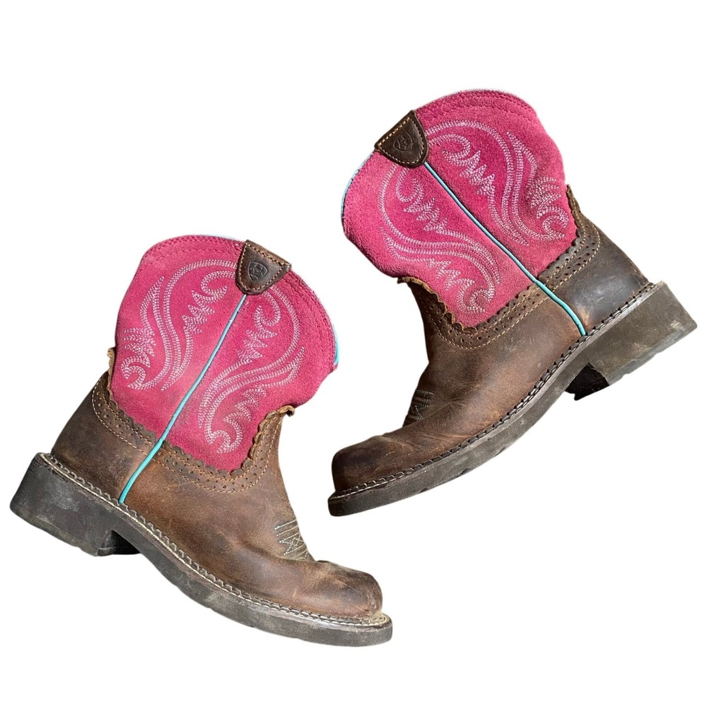 Ariat Fatbaby Heritage Western Brown Leather Round Toe Boots 7 Cowgirl Rodeo